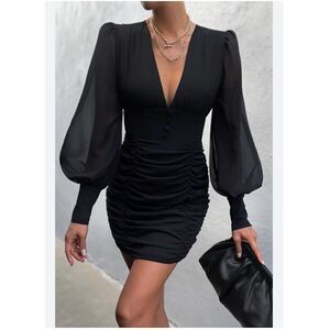 Runaway the Label Black Puff Long Sleeve Mini Dress Size 8